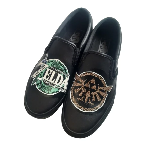 Vans Custom Glow in the dark Zelda Tears of the Kingdom black leather shoes 8.5 - Picture 4 of 16